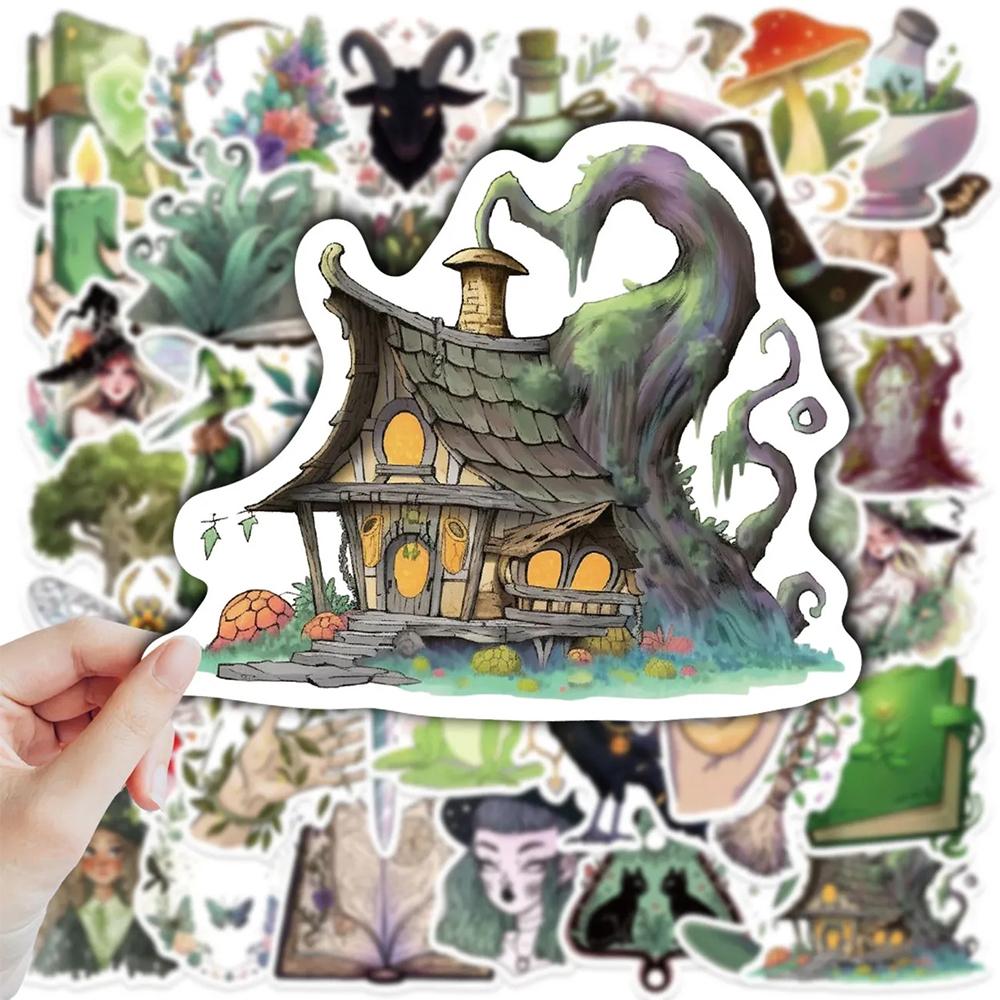 10/30/50pcs Retro Cartoon Forest Witches Graffiti Stickers Gothic Waterproof Decal DIY Skateboard Laptop Motorcycle Cool Sticker