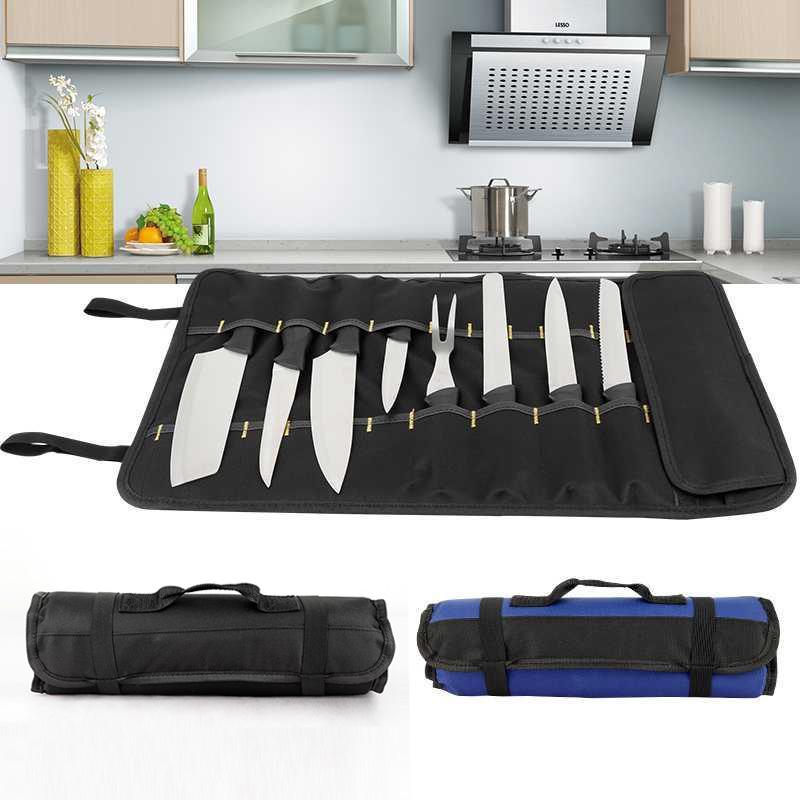 Chef Knife Bag Roll Bag Carry Case Bag Canvas Kitchen Knife Storage Bag Cooking Portable Durable Organizer Storage Pockets
