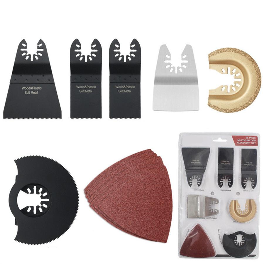 16Pcs Multi-Function Saw Blade Accessories Oscillating Kit Multi Quick Release Sanding CuttingTool For Renovator Power Tools