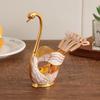 6 Pieces Coffee Spoon Set Swan Base Holder Stainless Steel Spoons Dessert Spoon Set  Fruit Dessert