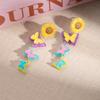 Small Fresh Sunflower Acrylic Earrings Colored Dopamine Butterfly Earrings Female Atmosphere Girl Earrings