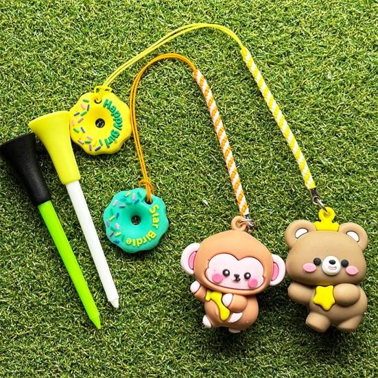 Golf Tee Hanger Plastic Anti Lost Golf Tee Ring with Strap Animal Tee Holder Tee Loss Prevention Golf Accessories