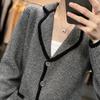 suit collar solid color long-sleeved knitted sweater women's autumn and winter new casual loose long-sleeved versatile cardigan short jacket