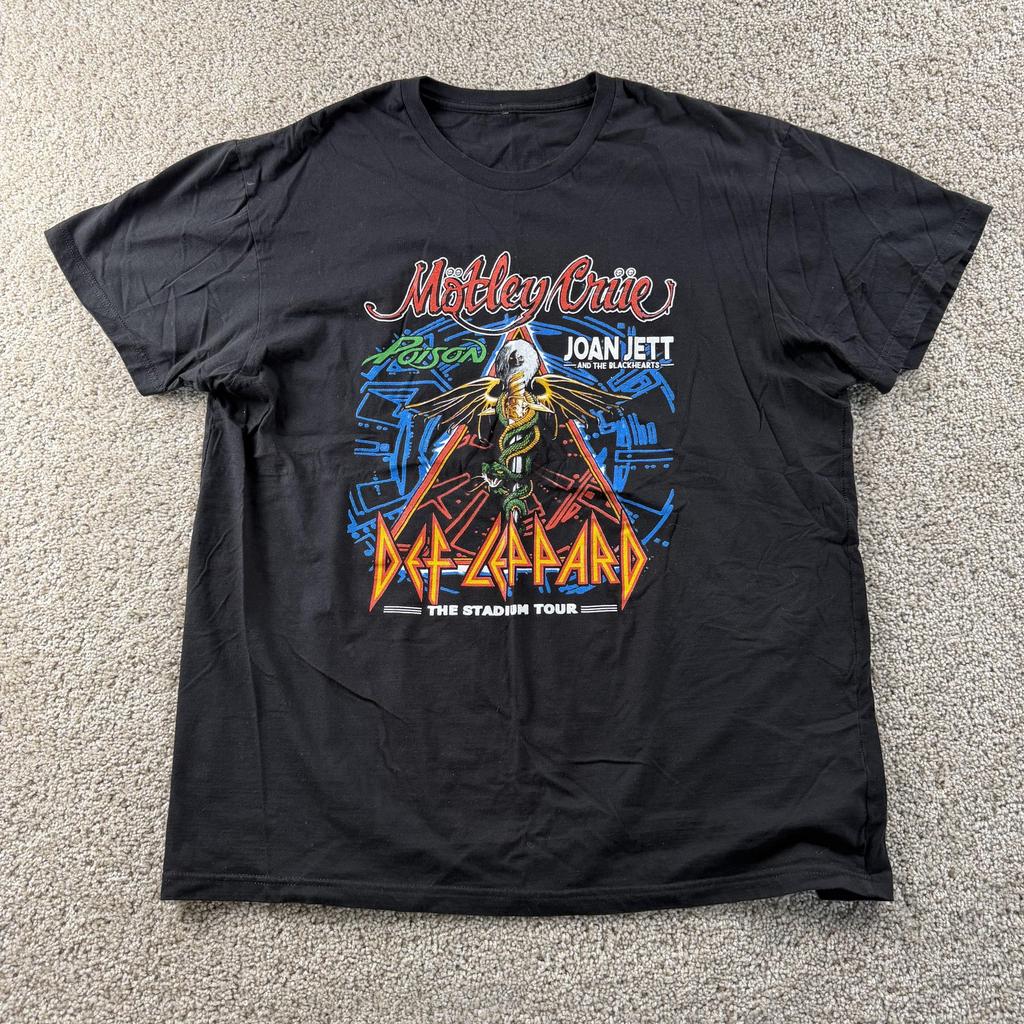 Motley Crue Def Leppard Stadium Tour Shirt Mens XL Black Band Tee T-Shirt Unisex T-Shirt
