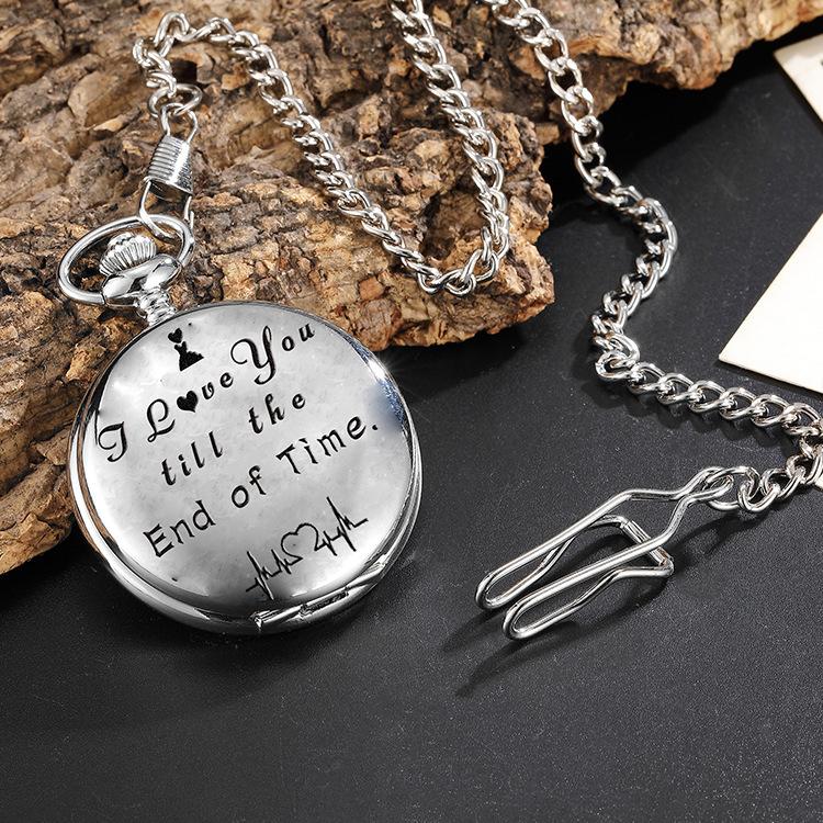Steampunk Full Hunter Golden/Silver/Black Quartz Analog Alloy To My Daughter Pocket Watches/To My SON Pocket Watches Pendant Chain Roman Number Clock