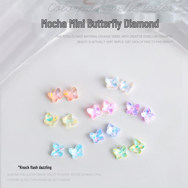 

Mocha Mini Butterfly Diamond Nail Art: Iridescent Glass Rhinestone Jewelry (10 Pieces)