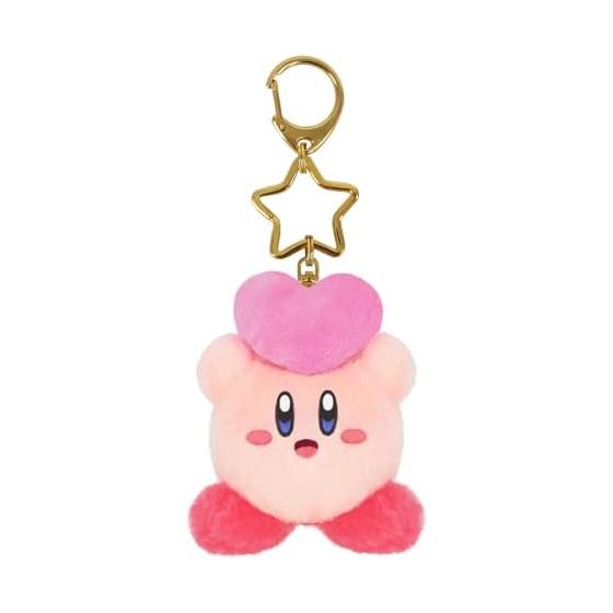 San-Ei Boeki Kirby Mini Mofu Mascot Keychain Friends Heart Throw - Mini Kirby Characters Appear As Fluffy Mascots with a Star-shaped Keyring.
