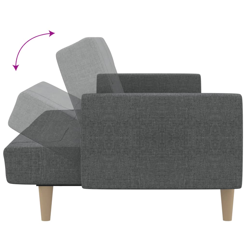 Vidaxl 2-Seater Foldable Sofa, Light Gray, Upholstered In Fabric