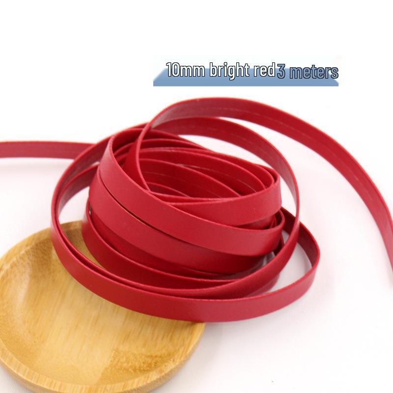 1 cm breiter PU-Leder-Paspelbesatz - 10 mm flaches Band für DIY-Schmuck, Kleidung, Gepäck und Bastelarbeiten
