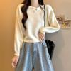 Women's French Chic Solid Color Knitwear Pullover - Long Sleeve Round Neck Sweater for Autumn/Winter