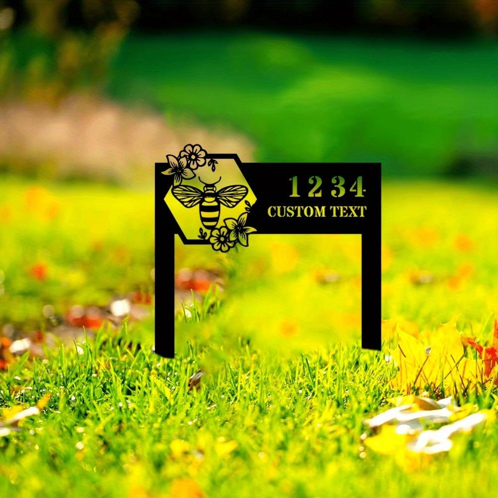 Custom Iron Garden Stakes House Numbers Outdoor Decor Lawn Sign Metal Yard Art