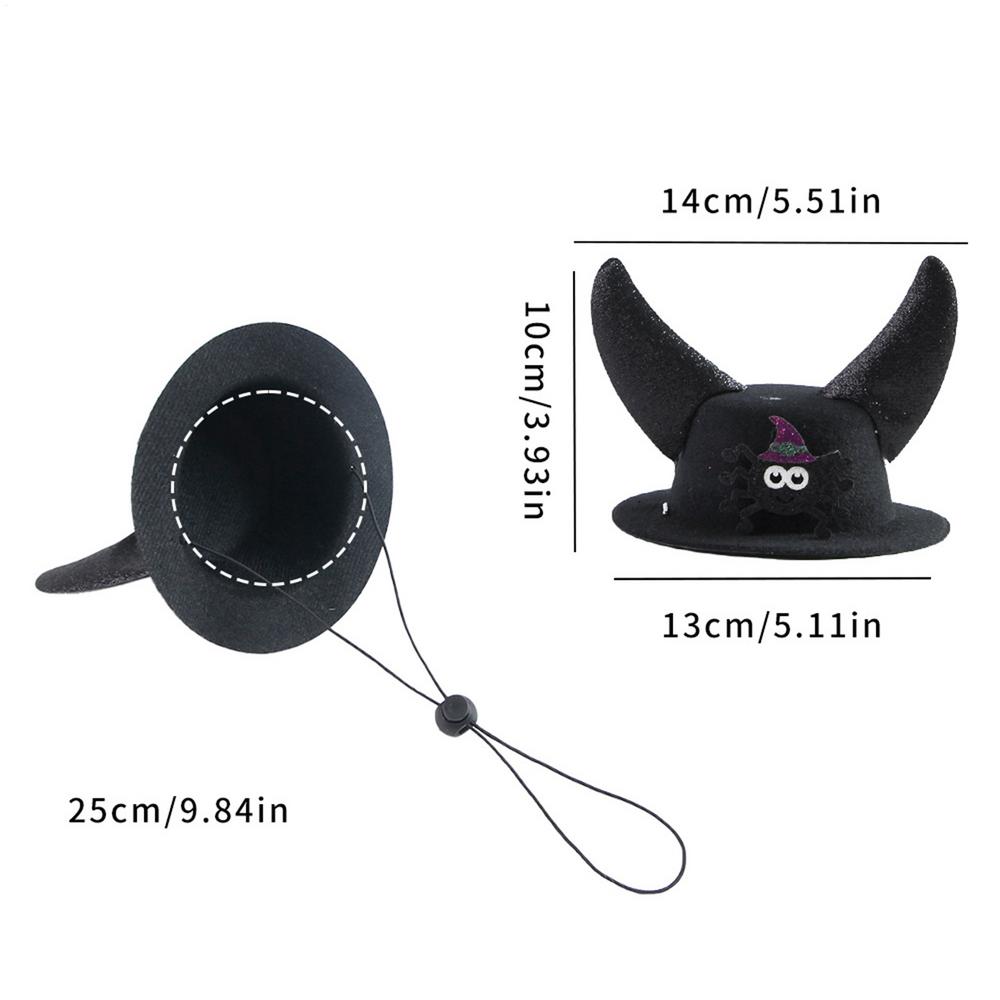 

Hat For Small Dog Horn Hat Adjustable Costume Headwear For Family Gathering Festival Celebration Stage Show Theater Performance чорний