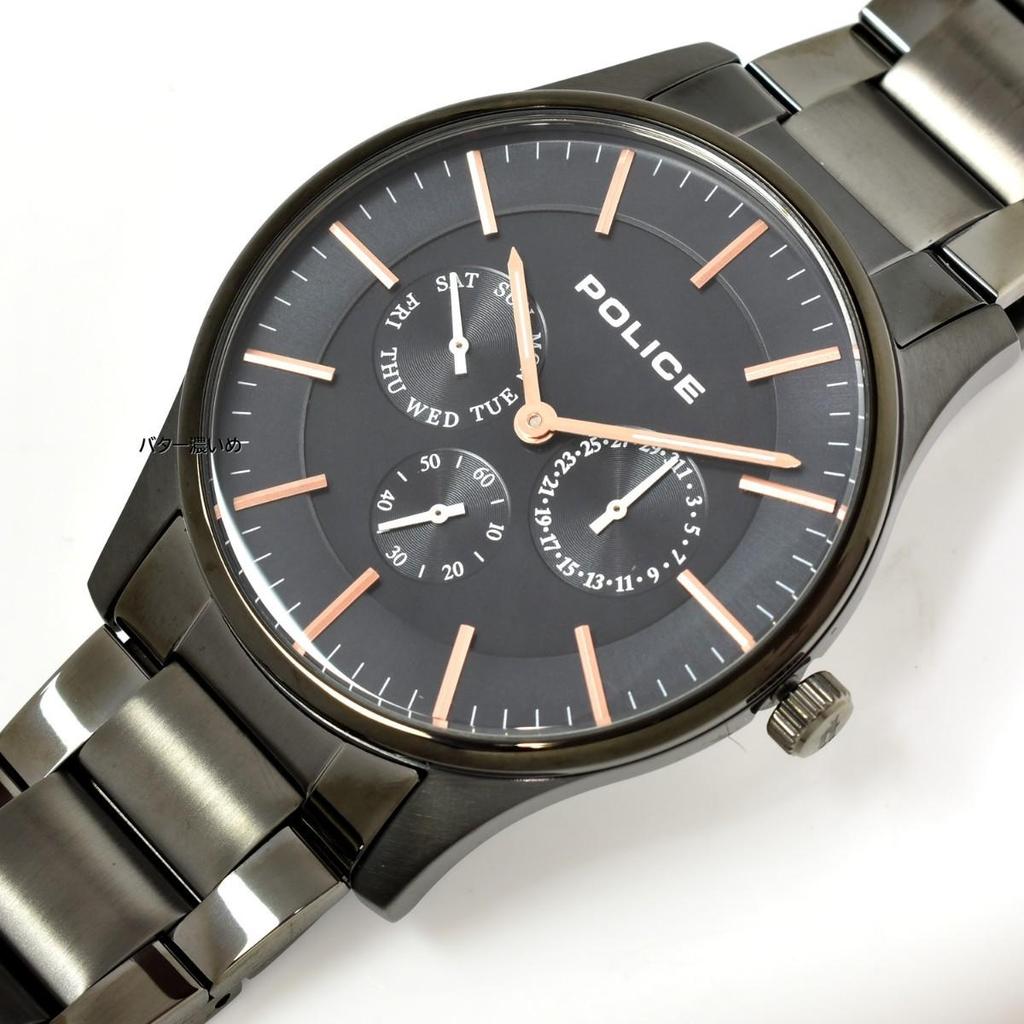 Used Police POLICE 14701JSB Men's Watch Metal Strap Black x Rose Gold Quartz Courtesy Unused