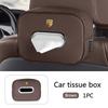 High quality Car Leather 3D Logo Tissue Bag Protector Cover Tissue box For Porsche Panamera Macan Boxster Cayman Cayenne 911 718 FU3