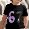 Kinder 67. Geburtstag Grafik T-Shirt Cartoon Tiger Eule Partyhut Kerze Zahl Aufdruck Jungen Mädchen Kurzarm Party T-Shirt