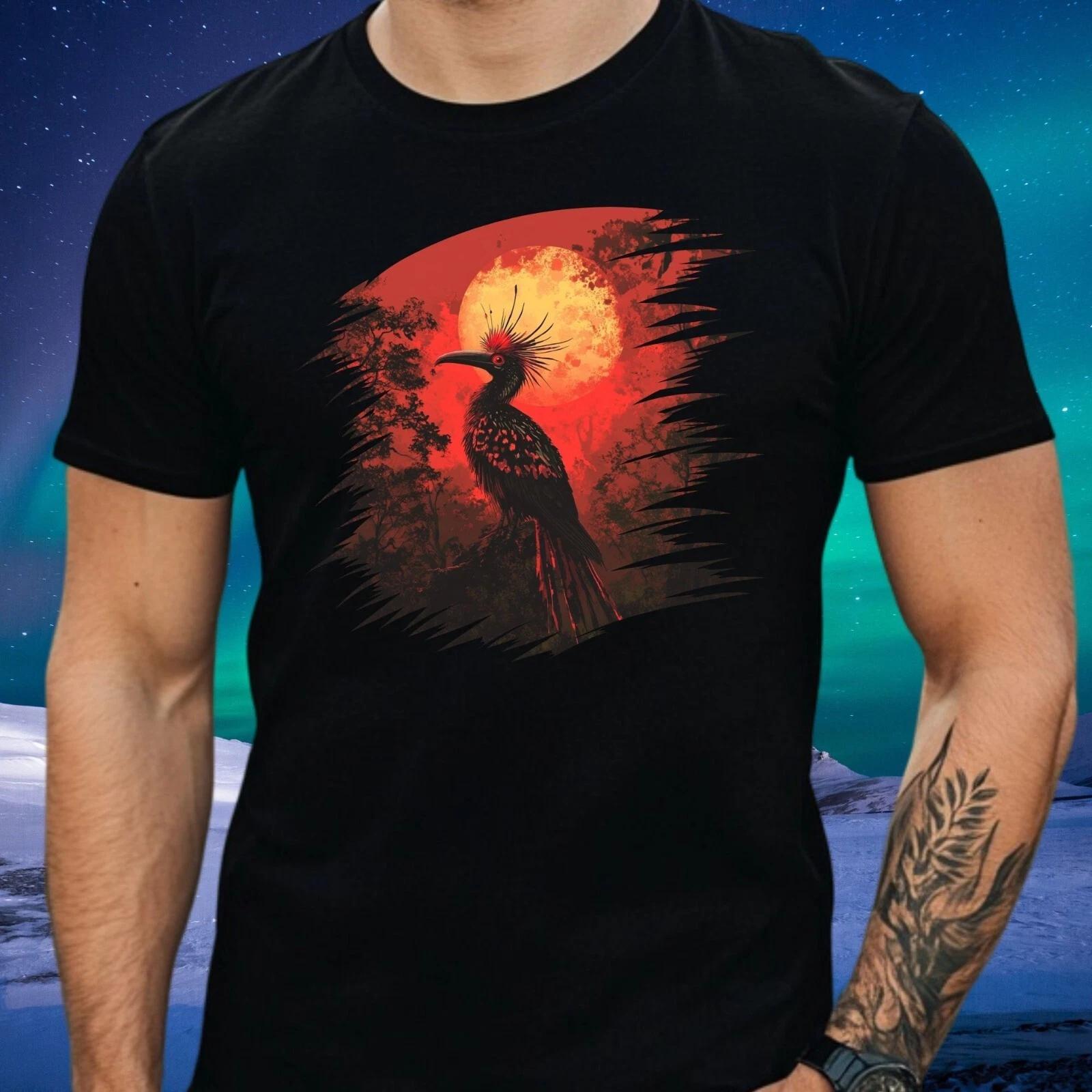 T-Shirt Herren Hoatzin Vogel Roter Mond Motiv Baumwolle Größe XS bis 5XL XXXL