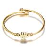 Stylish Women's Bracelet: Stainless Steel Peach Heart with Braided Cable and European-American 26 Letters Design