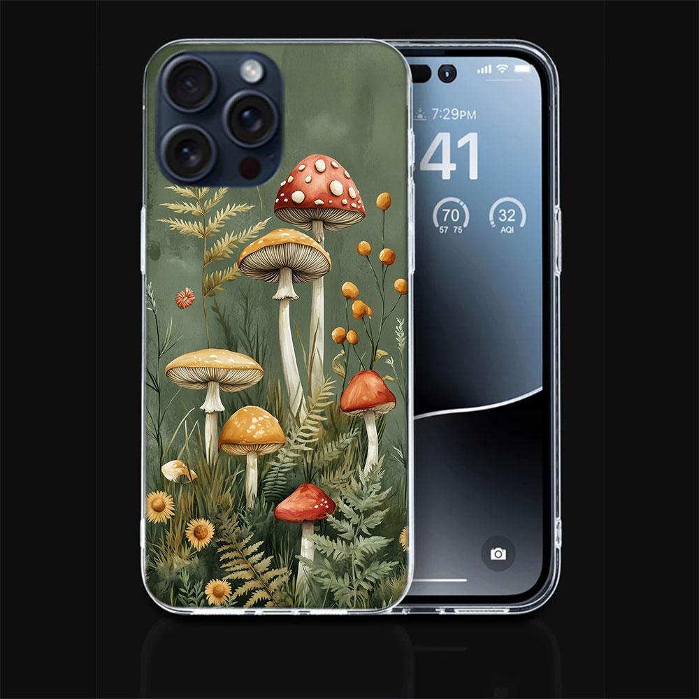 Colorful Mushroom Clear Phone Case For Iphone 17 Air 16 Pro Max 15 Pro 14 Plus 17E 16E 11 13 12 Mini Cover Cases Fundas Cell TPU