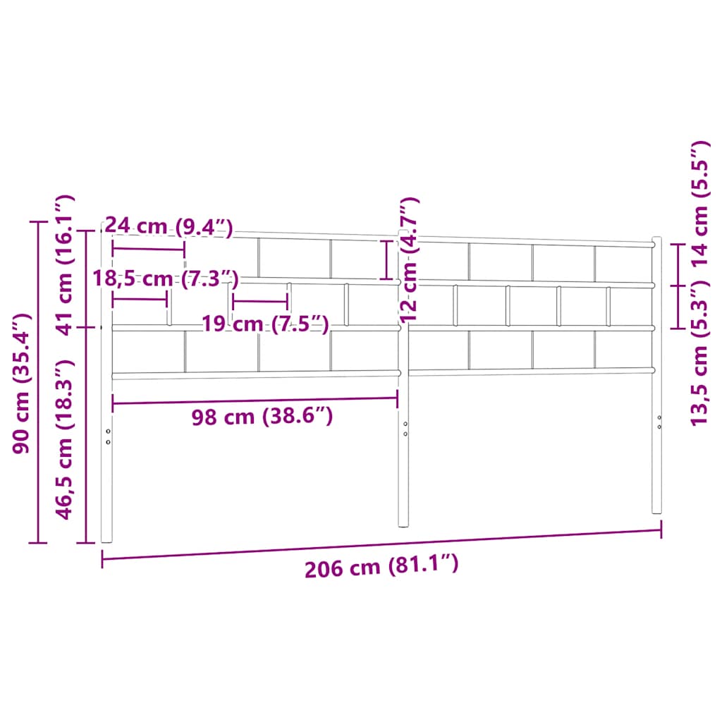 Replacement Headboard Metal Black 200 Cm