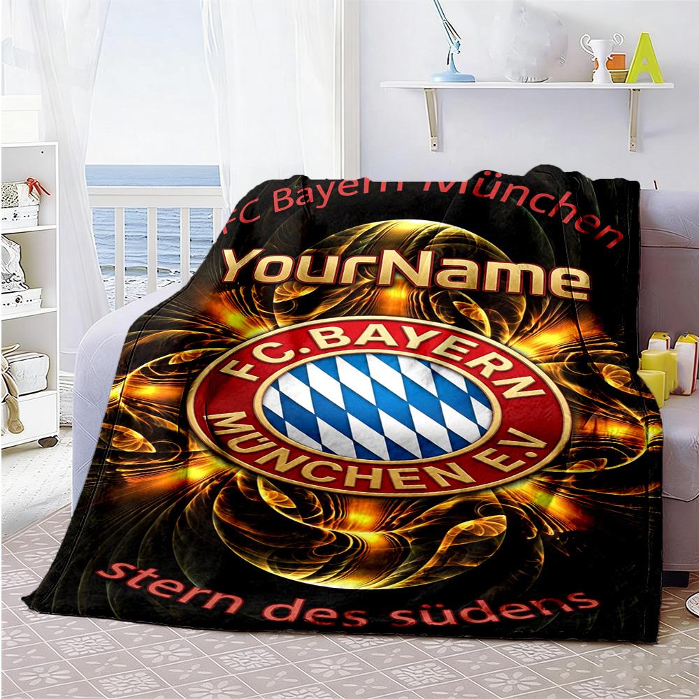 Bayern Munich Personalized Text Blanket Gift Personalized Blanket Soft Warm Cozy Suitable for Couch Living Room Livingroom Nap Four Seasons Universal