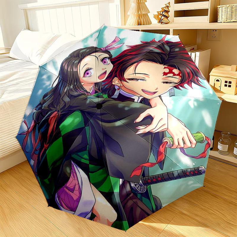 Anime Slayer Abenteuer Schirm 8-Speichen für Reisen, Camping, Lässiger Leichter Tragbarer Schirm, Unverzichtbar für jeden Familienurlaub Geschenk
