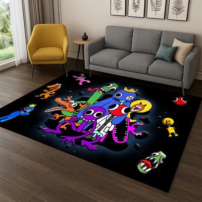 3D R-Rainbows Friends Cartoon Game Carpet Rug for Bedroom Living Room Sofa Playroom Doormat Home Decor,Kid Area Rug Non-slip