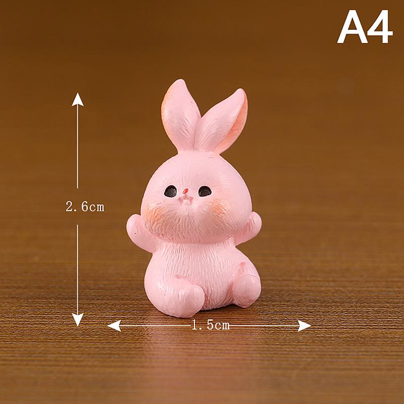 Figurine Miniature Cute Rabbit Micro Landscape Resin Ornaments For Home Decoration Kawaii Animal Bunny Room Desk Decor Gift