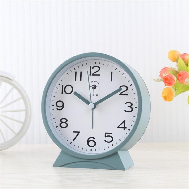 Quiet Movement Kids Alarm Clock with Arabic Numerals Modern Minimalists Battery Operated Table Clock for Student Gift
