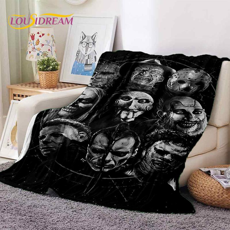 Hororový film Chucky Pennywise Halloween Pila Postava Deku, Měkká Přehozová Deku pro Domov Ložnici Postel Pohovku Piknik Cestovní Kryt