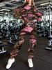 Europe and America 1116 New Fashion Casual Sports Hooded Flower Printed Sweater Set