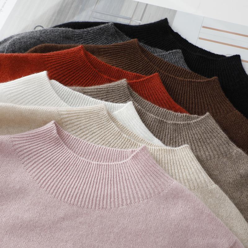 Baby Cashmere Seamless Slim Fit Half-High Neck Sweater