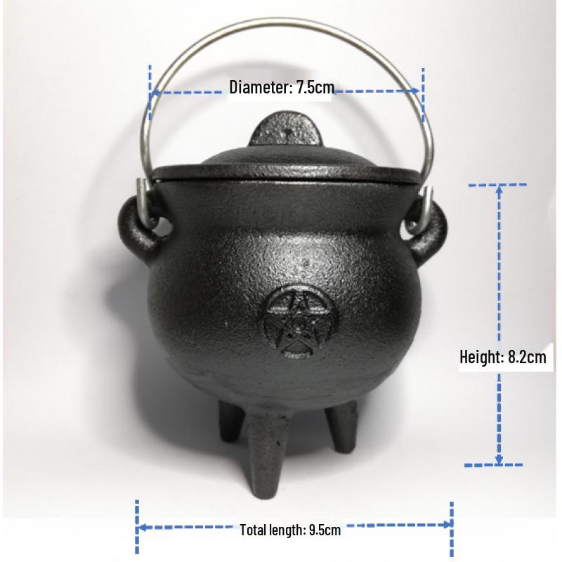 Handmade Cast Iron Geometric Tripod Pot: Retro Ornaments & Ritual Decor