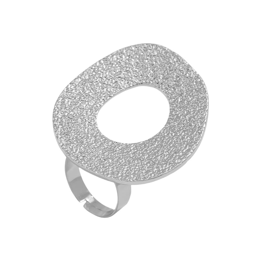 Adjustable Open Ring Handcrafted Hammered Texture Unique Irregular Finger Ring Metal Alloy Statement Jewelry For Women