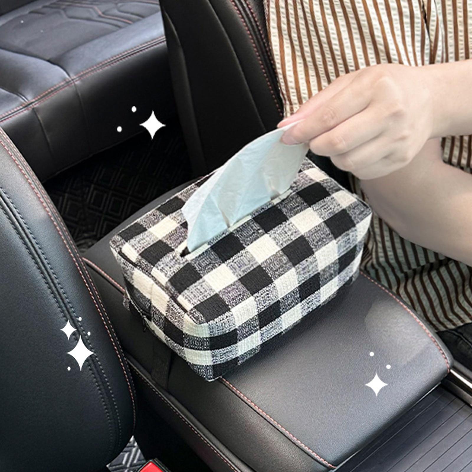 

Car tissue box plaid car paper box for car hanging high-end hanging bag creative cute paper Car tissue box One Size