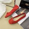 Large size women's shoes soft-soled shoes 2025 summer gentle single shoes bow light mouth ladyshoes