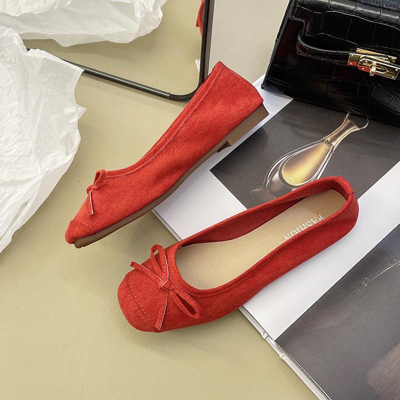 Large size women's shoes soft-soled shoes 2025 summer gentle single shoes bow light mouth ladyshoes