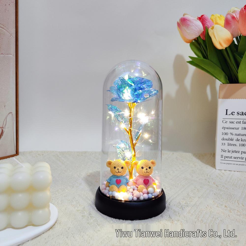 Valentine's Day Light-Up Preserved Rose Night Light with Acrylic Cover - Perfect Birthday Gift for Girls