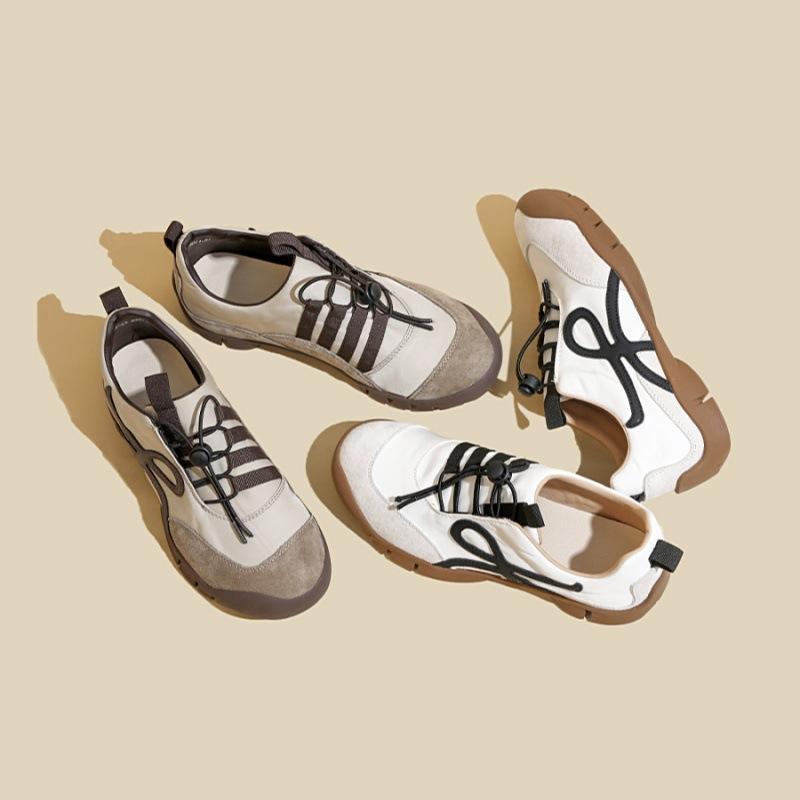 Dexun Schuhe Damen 2025 Herbst neue Retro Splicing Kordelzug Casual Forrest Gump Schuhe College Stil bequeme Laufschuhe