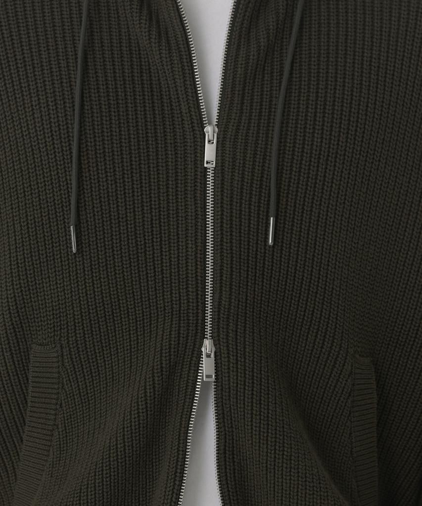 MUSINSA STANDARD Ribbed Knit Hooded Zip-Up [Khaki]