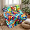 Surfing Cat Paradise Theme blanket Lightweight Warm Flannel Blanket Decorative Throw Blanket for Home Decoration
