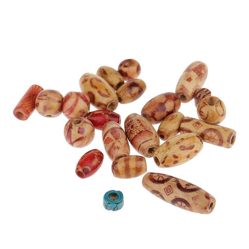 

100* Mixed Large Hole Wooden Beads Set/For Macrame Jewelry/Charms Crafts Making