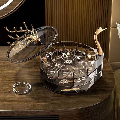 Schwan Mehrgitter Schmuckorganizer für Halsketten Ohrringe Ringe Armbänder Drehbarer Halskettenorganizer Heimdekoration Geschenke
