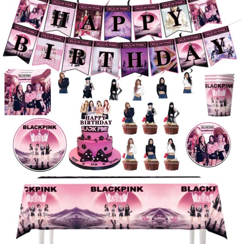 Decorațiuni Tematice de Petrecere de Ziua de Naștere Blackpink, Articole de Petrecere Drăguțe și Elegante