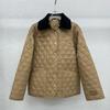 EastRogue Winter Classic British Checkered Patchwork Corduroy Golden Armor Cotton Jacket Coat for Women