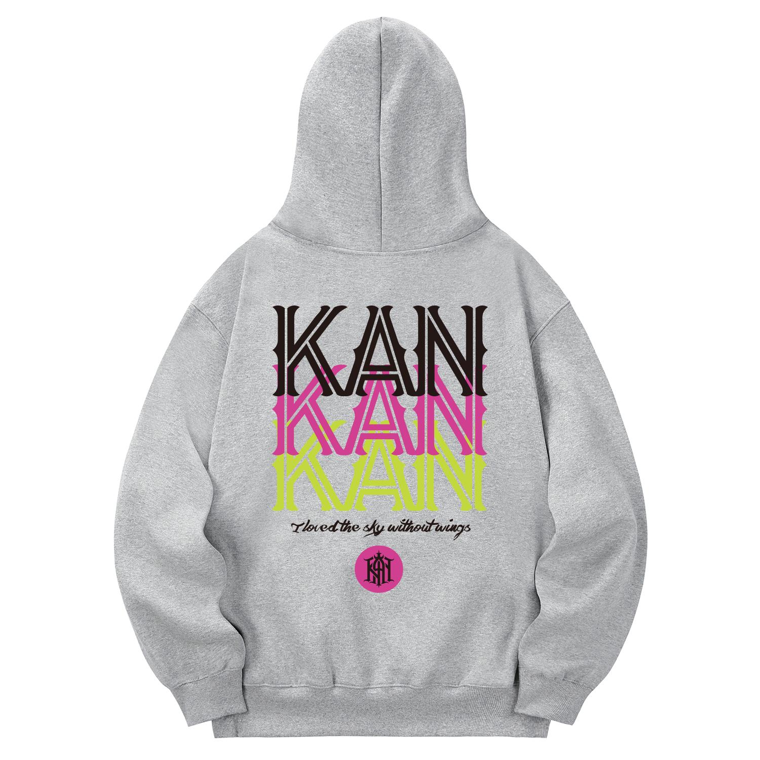 Khan 6312 Khg0049 Two-Cut Line Fleece-Lined Hoodie - Gray M