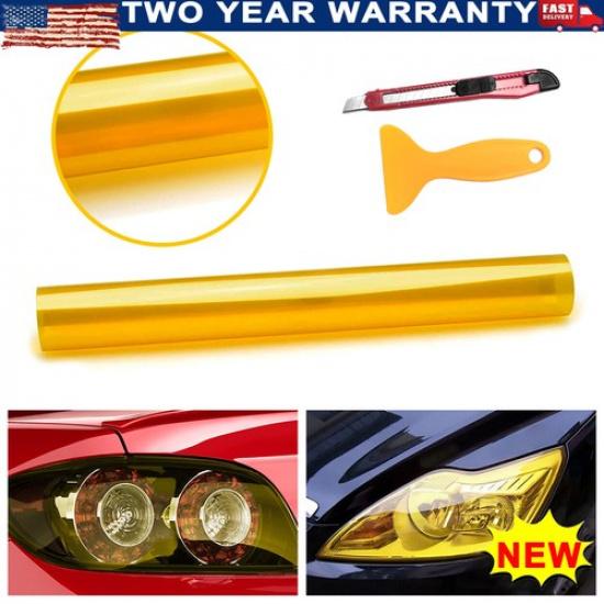 12 X72  Gloss Amber Golden Tint Headlight Vinyl Light 3000K Fog Film Taillight G