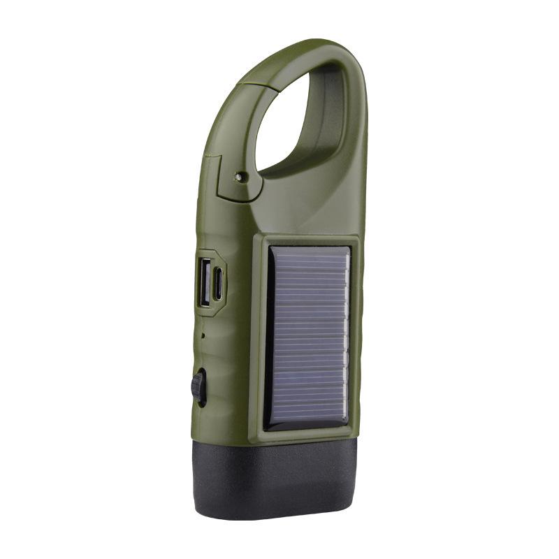 Solar Hand-Crank LED Flashlight: Multifunctional Camping Power Source & Emergency Outdoor Light