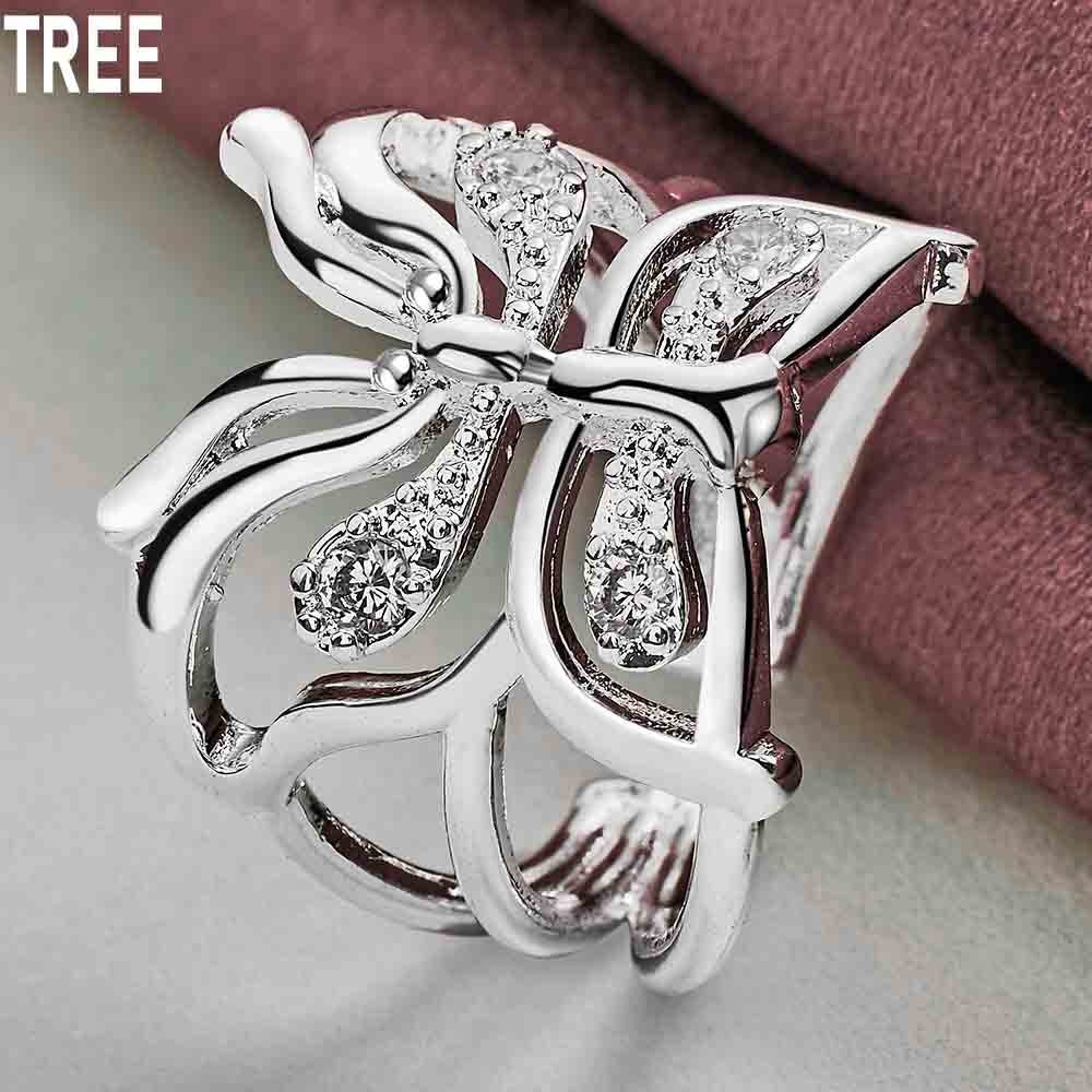 925 Sterling Silber Schmetterling AAA Zirkon Ring Exquisite Charme Mode Hochzeit Schmuck