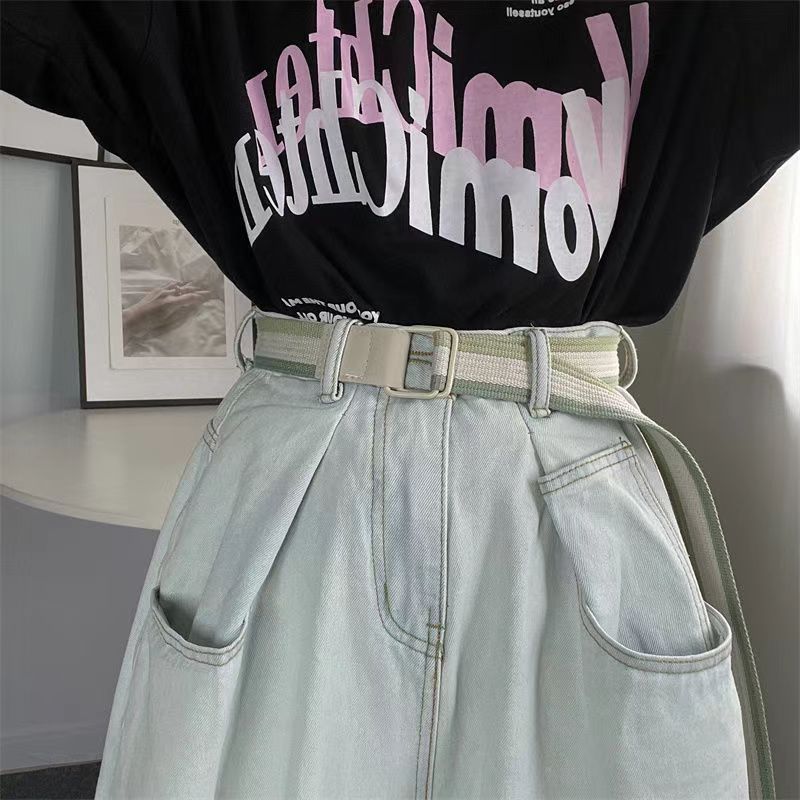 Chic Casual Wide Pants Belt With Double Ring Buckle For Students Perfect For Wear Everyday