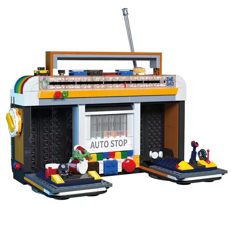 554PCS Color Radio Building Blocks Retro Miniature Appliance Assembly Retro Radio Blocks Radio Model Cassette Deck Vintage Radio Model Retro Appliance